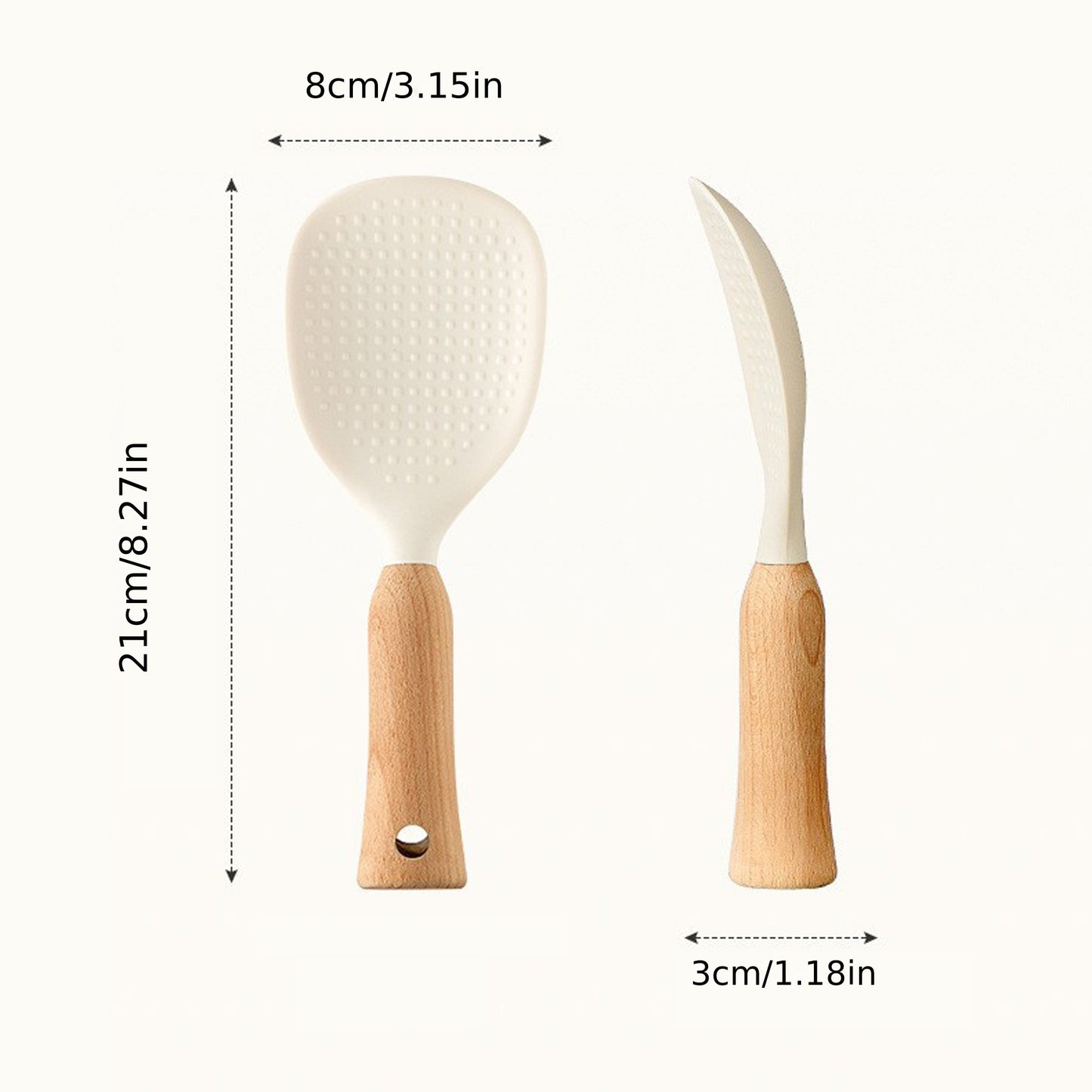 Ergonomic Silicone Rice Spoon with Wooden Handle