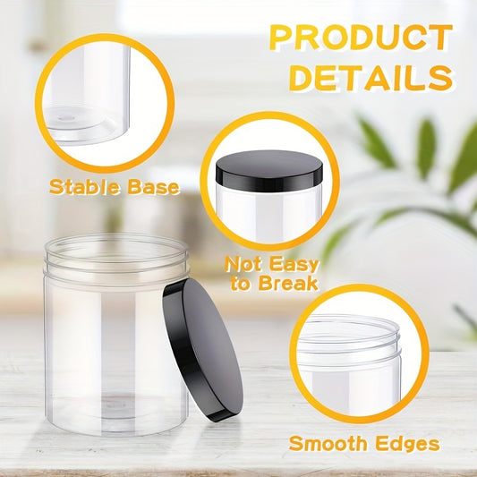 20pcs Clear Plastic Storage Jars with Ribbed Lids